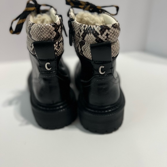 Circus by Sam Edelman Flora Lug Sole Black Furr Lace Up Ankle Boots Sz 6 - Picture 4 of 15